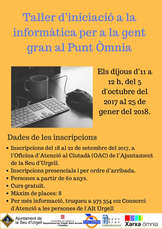 Taller d’iniciació a la informàtica per a gent gran al Punt Òmnia de la Seu d’Urgell