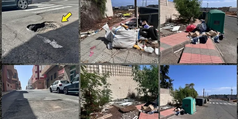 Las Huesas, sumida entre socavones y el abandono de residuos