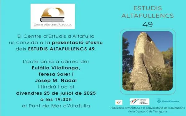 El Centre d’Estudis presenta a Baix a Mar els Estudis Altafullencs número 49, aquest divendres