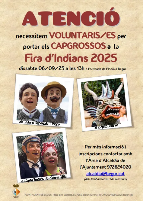 L'Ajuntament fa una crida per portar els capgrossos durant la XX Fira d'Indians