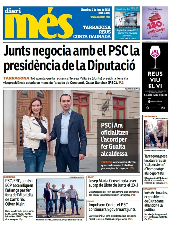 Consulta les portades dels diaris d'aquest 2 de juny