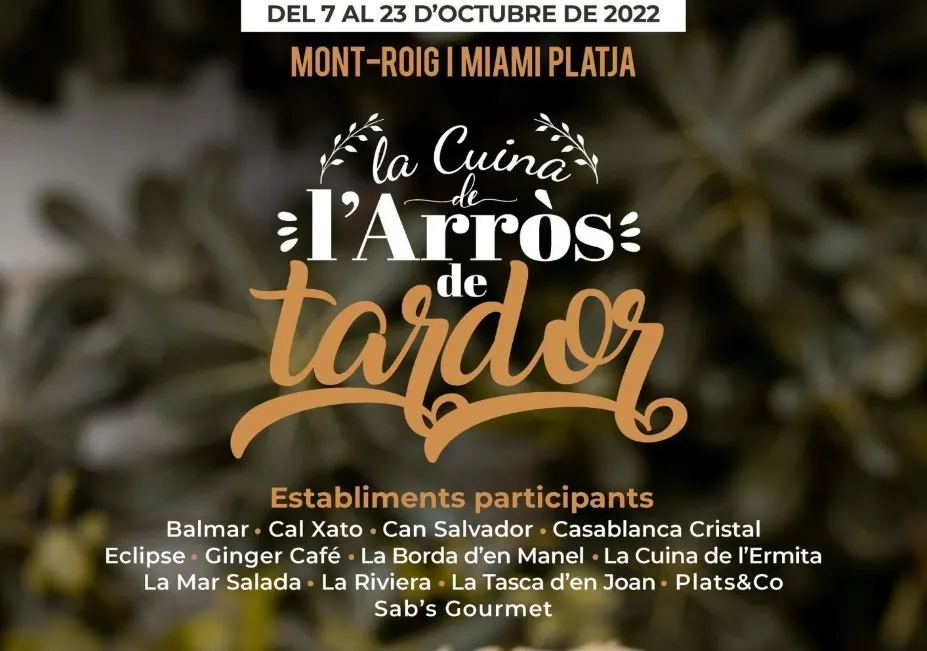 Mont-roig celebra del 7 al 23 d’octubre les Jornades Gastronòmiques de la Cuina de l’arròs de tardor 