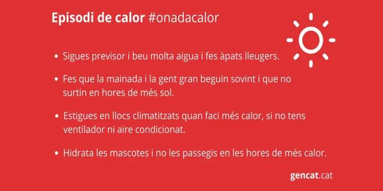 Protecció Civil activa l'Alerta del pla PROCICAT per onada de calor