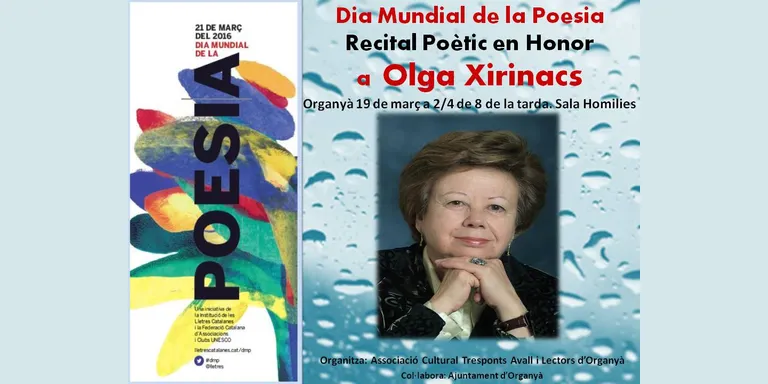 Organyà se suma al Dia de la Poesia amb un homenatge a Olga Xirinacs