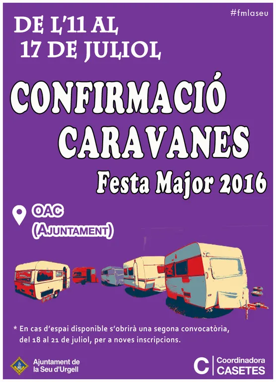 Obert el termini per confirmar les caravanes a l'Espai Casetes a la Festa Major de la Seu
