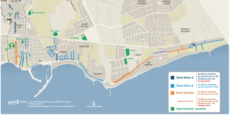 L’1 de juny comença l’horari d’estiu de les zones d’estacionament regulat de Cambrils