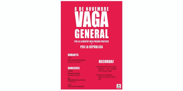 Convoquen una manifestació i un tall de carretera a la Seu en el marc de la vaga general