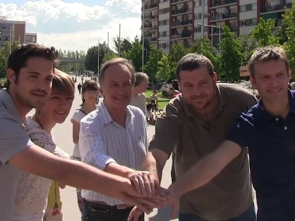 Membres de la candidatura de Junts pel Sí a la Rambla del Ferrocarril