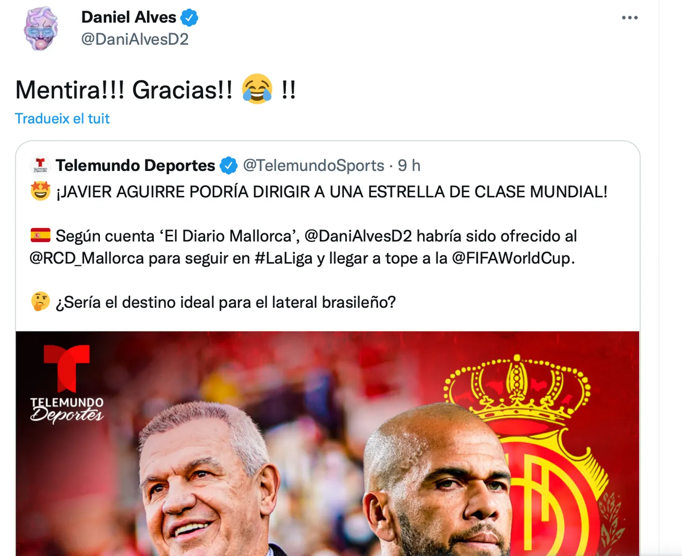 Dani Alves desmenteix el seu fitxatge pel Mallorca