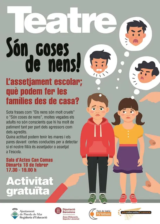 'Són coses de nens', teatre a Pineda per combatre l'assetjament escolar des de casa