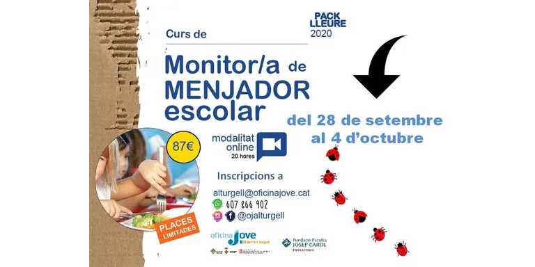 L’Oficina Jove de l’Alt Urgell obre les inscripcions per al curs de monitor de menjador escolar