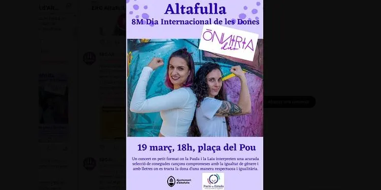 Altafulla continua la commemoració del 8-M amb un concert d'Onniria Duo aquest diumenge