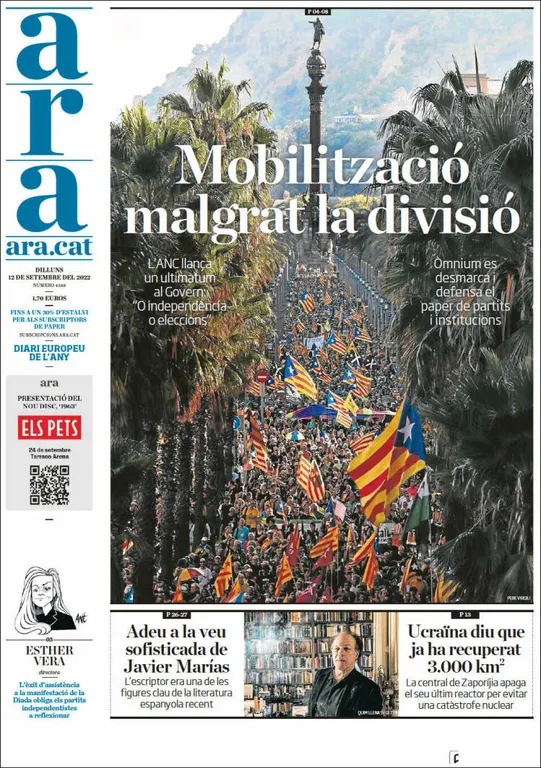 T'expliquem les portades dels diaris del territori d'aquest 12 de setembre