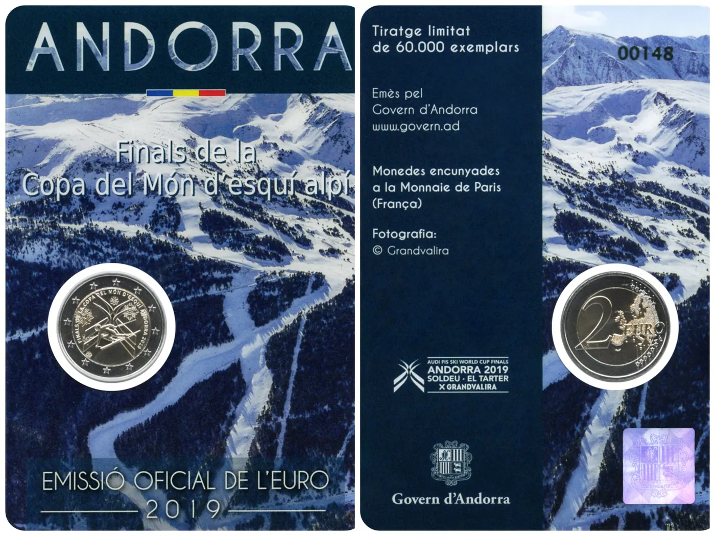 Moneda commemorativa de les Finals de la Copa el Món d'esquí alpí (Foto: Govern d'Andorra)