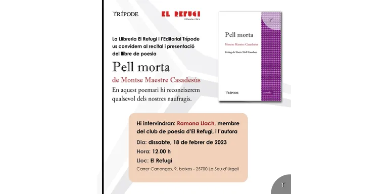 La llibreria El Refugi acull la presentació de 'Pell morta', el primer poemari de Montse Maestre