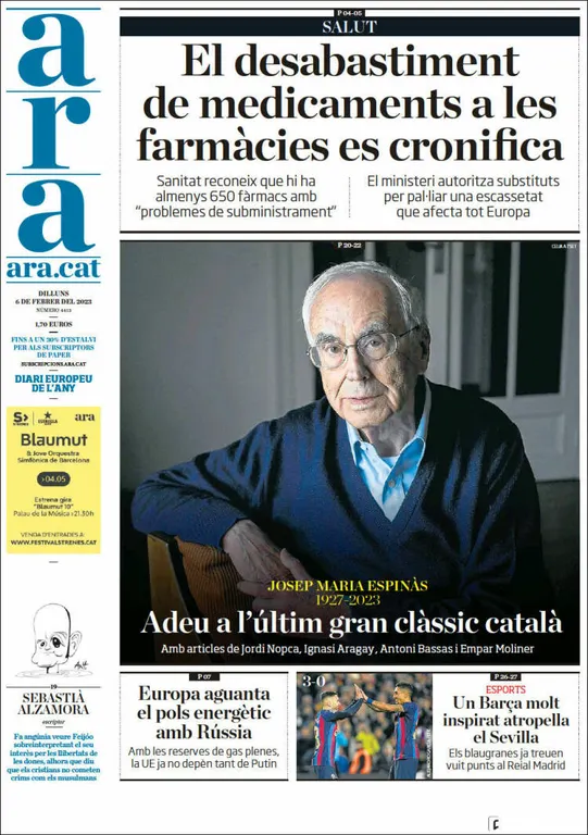 Consulta les portades dels diaris d'aquest 6 de febrer