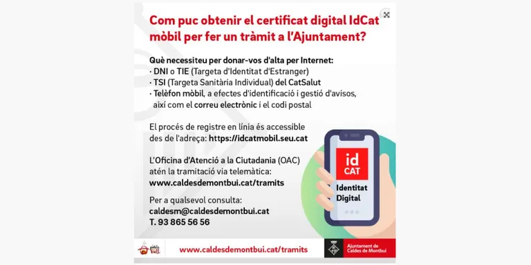 L'Oficina d'Atenció a la Ciutadania atén de manera telemàtica la tramitació del certificat digital IdCat mòbil