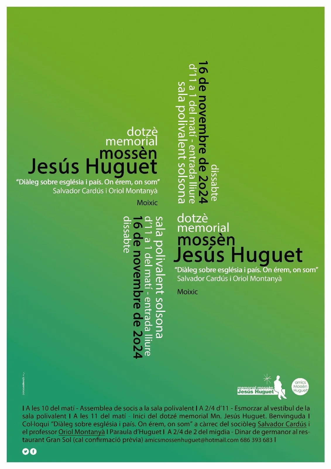 L'associació Amics Mn. Huguet tanca el cercle amb una nova conversa entre els sociòlegs Salvador Cardús i Oriol Montanyà