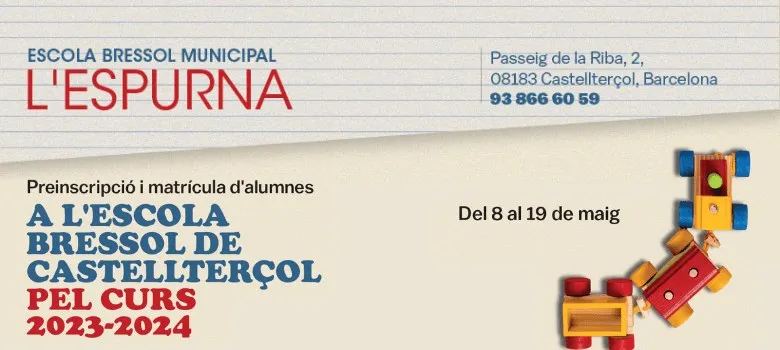 Comença la preinscripció per al curs 2023-2024 a l’Escola Bressol
