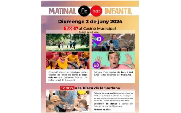 El FIC-CAT de Roda de Berà celebrarà la 3a edició de la Matinal Infantil el diumenge 2 de juny