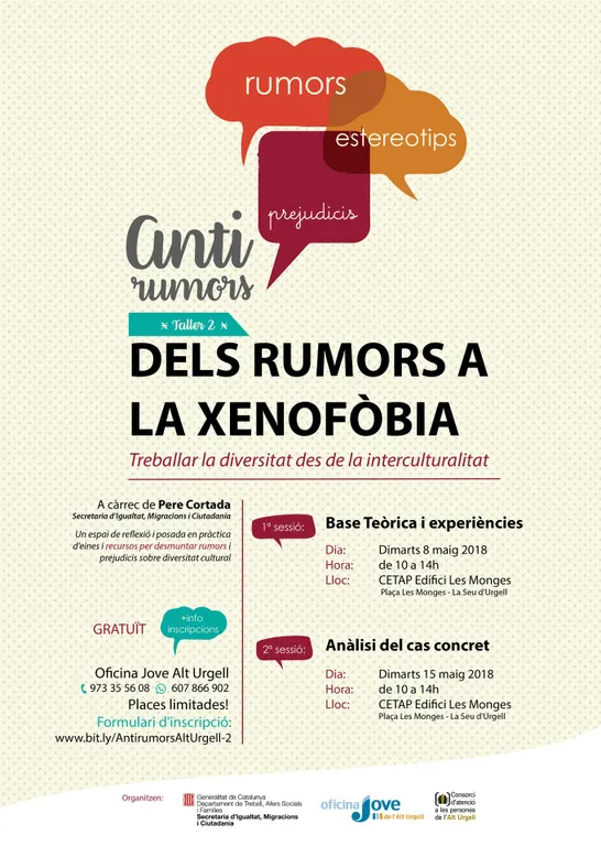 La xarxa antirumors de l’Alt Urgell organitza dos nous tallers per treballar la diversitat des de la interculturalitat