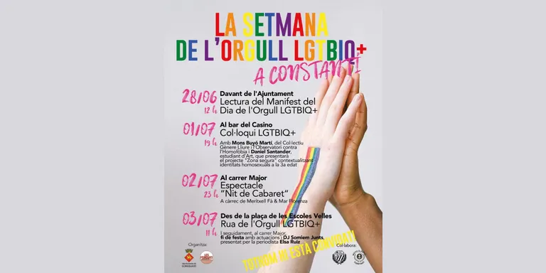 Cap de setmana d’activitats culturals i lúdiques per la Setmana de l’Orgull LGTBIQ+