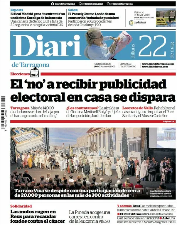 Consulta les portades dels diaris d'aquest 22 de maig
