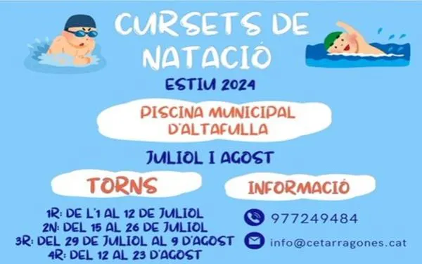 Enguany tornen els cursets de natació a la piscina d’Altafulla, de l'1 de juliol al 23 d'agost