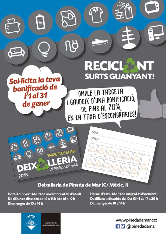 Ja pots demanar la bonificació de la taxa d'escombraries per ús de la deixalleria