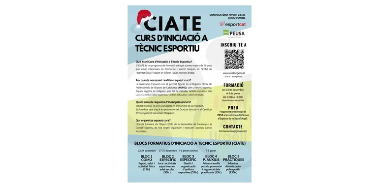 Nova edició a la Seu d'Urgell del Curs d'Iniciació a Tècnic Esportiu