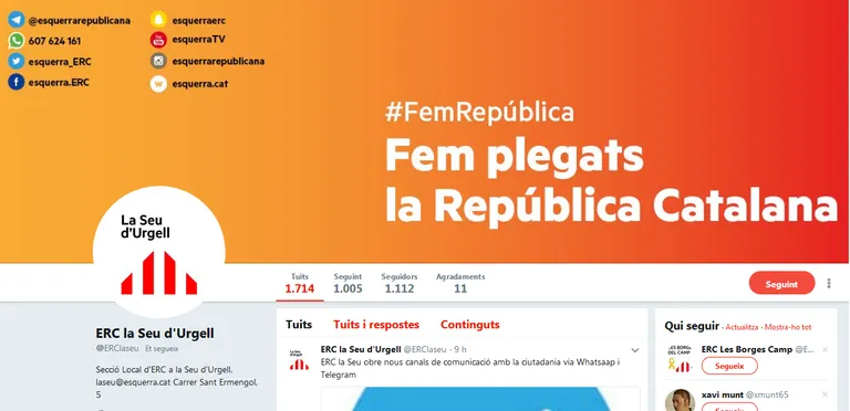 ERC estrena nous canals de comunicació amb els veïns de la Seu