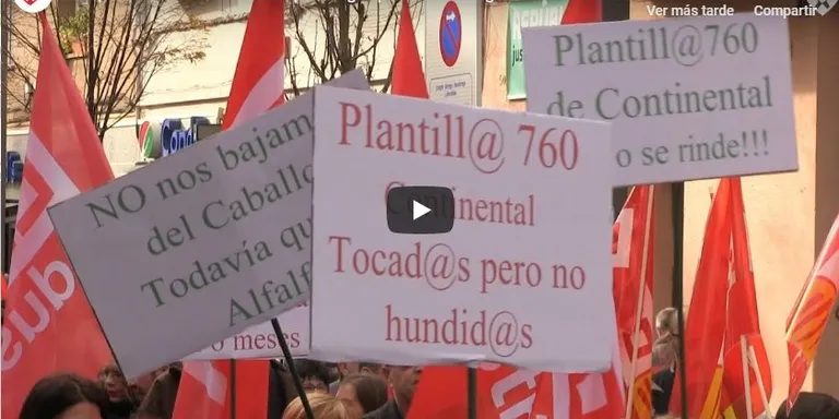 500 persones es manifesten per exigir que es mantinguin els 760 llocs de treball de Continental