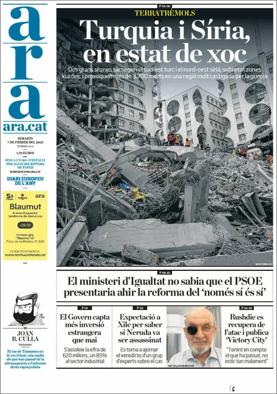 Consulta les portades dels diaris d'aquest 7 de febrer