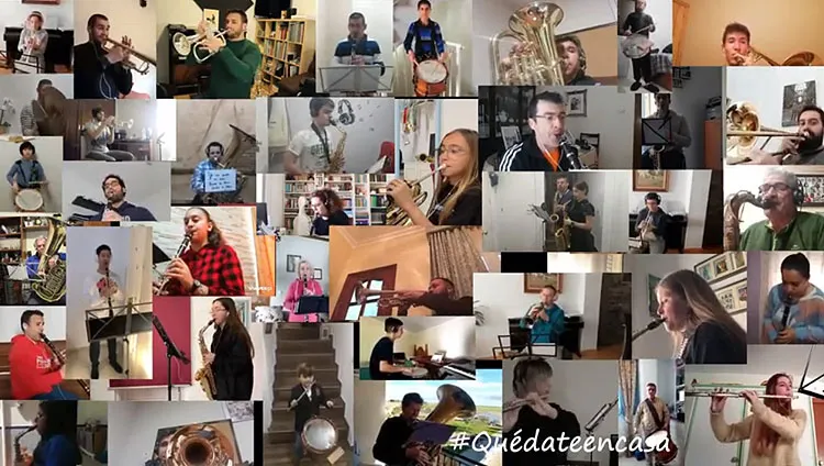 La banda de música «Ciudad de Utrera» interpreta la marcha «Madre Hiniesta» desde casa