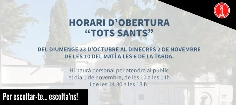Horari especial del cementiri municipal per Tots Sants