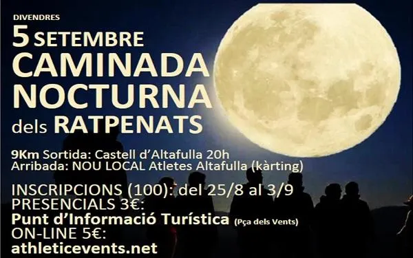 Els Atletes d’Altafulla organitzaran la I Caminada nocturna dels ratpenats el 5 de setembre