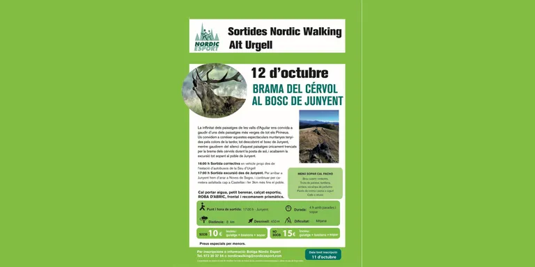 Sortida de marxa nòrdica per escoltar la brama del cérvol al bosc de Junyent