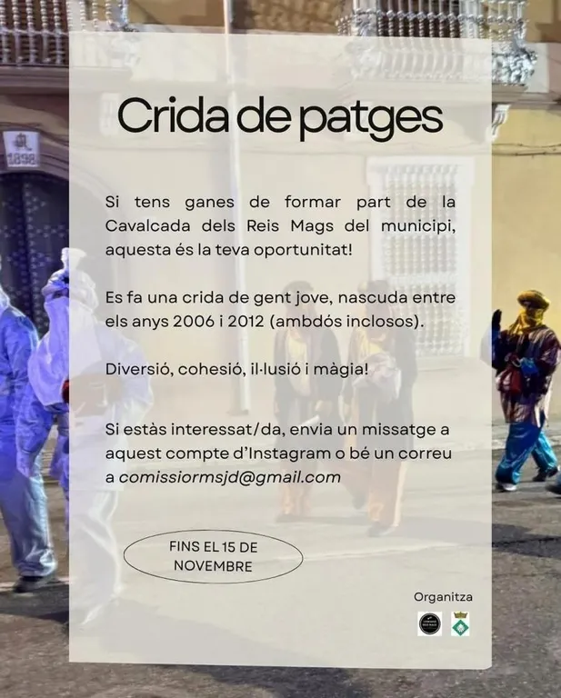 Crida per a formar part de la cavalcada dels Reis 2027