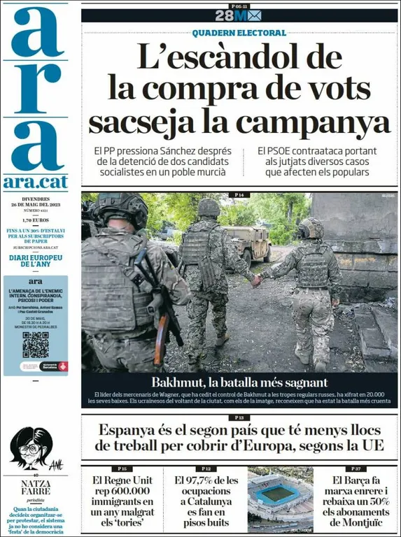 Consulta les portades dels diaris d'aquest 26 de maig