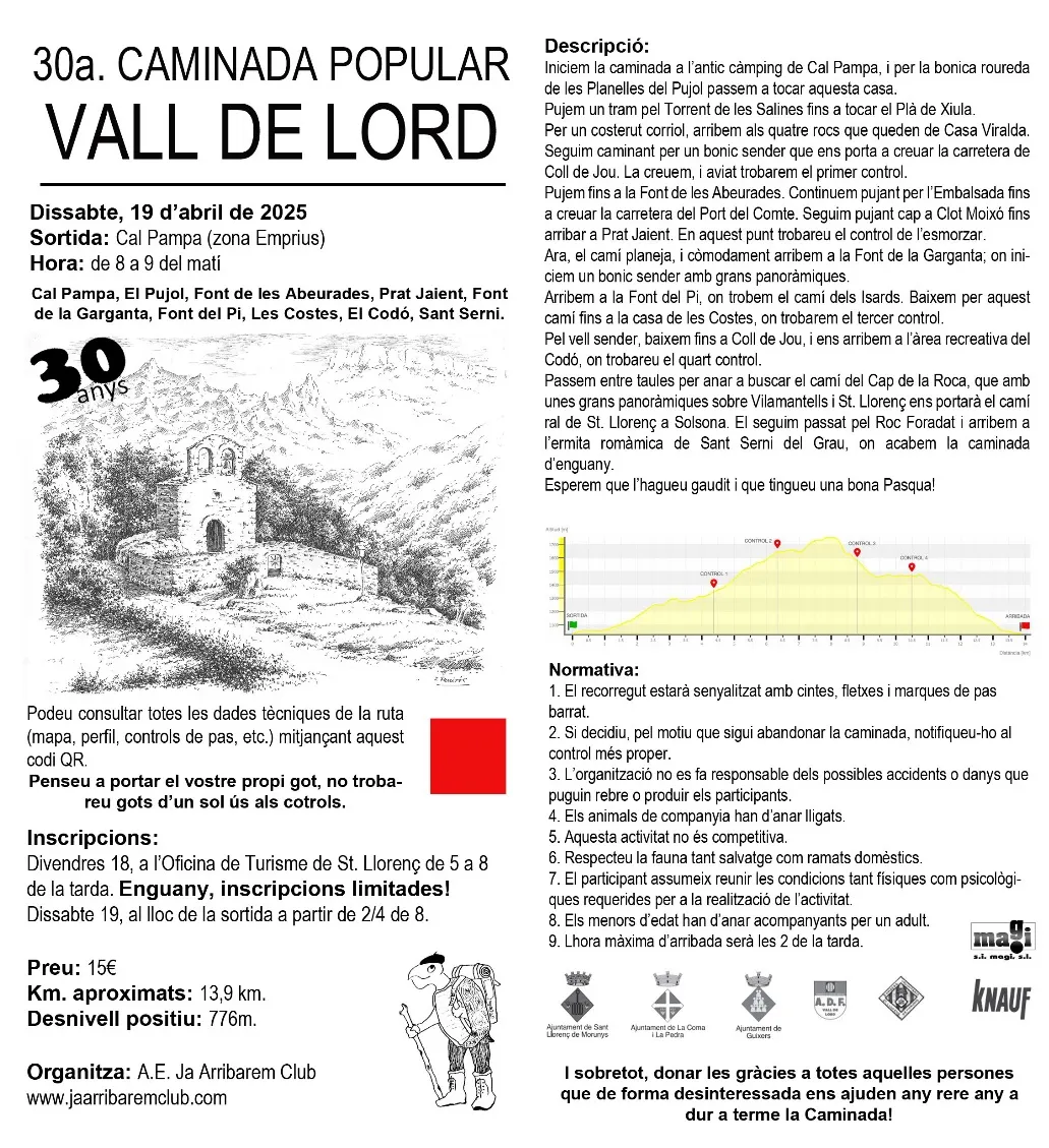 La Caminada Popular de la Vall de Lord compleix 30 anys aquest dissabte amb una ruta amb panoràmiques espectaculars per la falda del Port del Comte