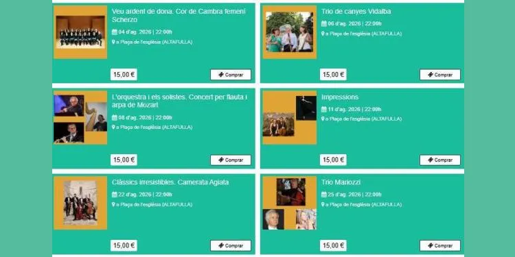 Les entrades per al pròxim Festival Internacional de Música d’Altafulla, ja són a la venda