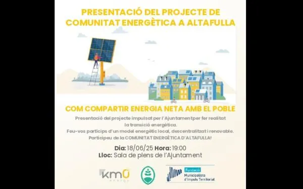 L’Ajuntament d’Altafulla presentarà públicament el pròxim 18 de juny la seva proposta per crear una comunitat energètica a la vila