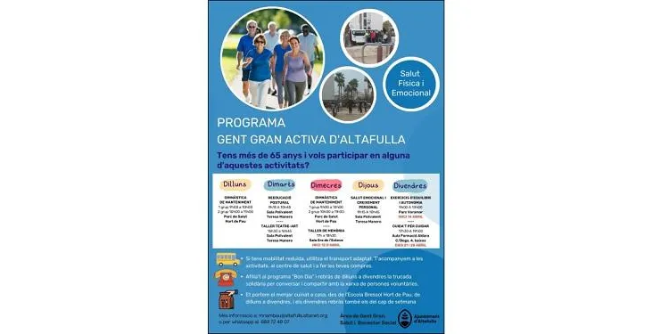 L'Ajuntament d'Altafulla reprèn la programació d'activitats estable per a la gent gran