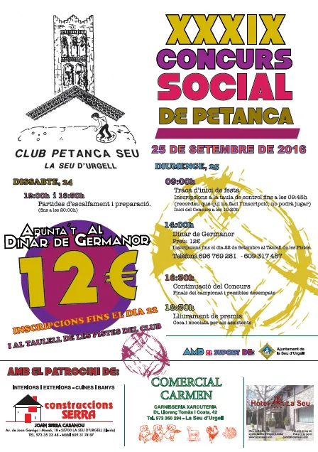 El Club Petanca Seu celebra el 39è Concurs Social