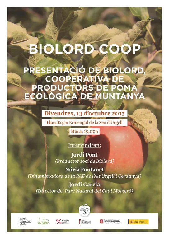 Presentació a la Seu de la cooperativa Biolord, de productors de poma ecològica de muntanya