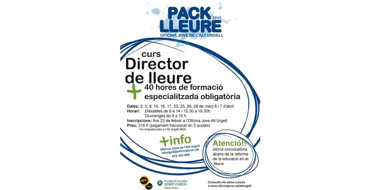 L'Oficina Jove de l'Alt Urgell organitza un nou curs de director de lleure