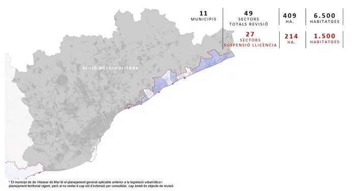 La Generalitat suspèn durant un any les noves llicències d'edificació a 30 municipis costaners, entre ells, Pineda