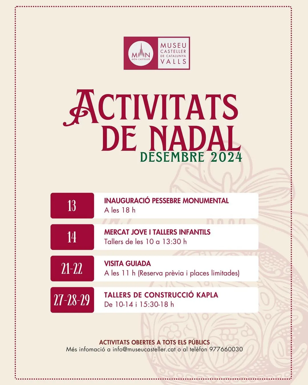 El Museu Casteller presenta activitats de Nadal per a tots els públics
