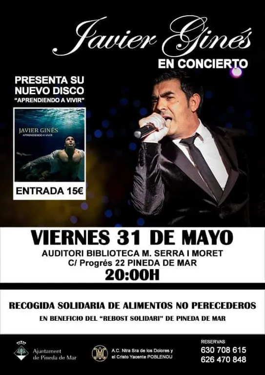 Javier Ginés en concert pel Rebost Solidari de Pineda a l'Auditori