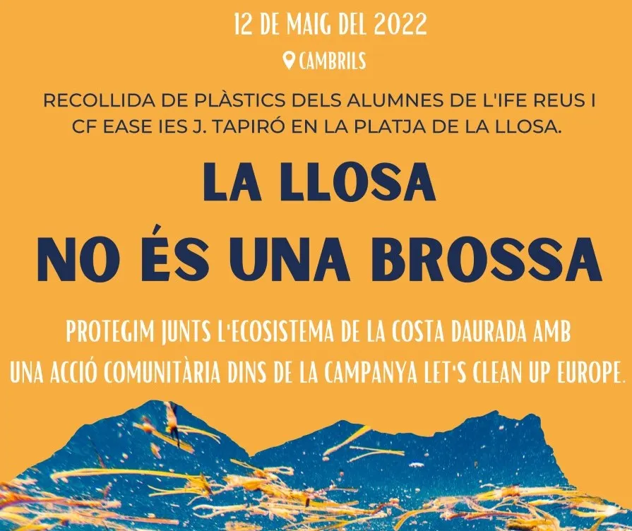 Alumnes del Josep Tapiró i l’IFE de Reus participen en una acció de recollida de plàstics a la Llosa